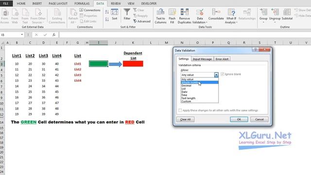 Create a Dependent Drop Down List in Excel using Data Validation смотреть онлайн