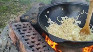 Солдатская перловая каша с тушенкой в казане на 12 литров