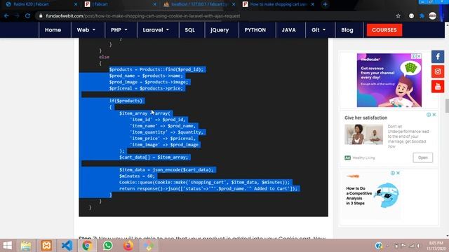 Laravel 5.8 Ecommerce Part-30: How to make a shopping cart with cookie using Ajax | Add to cart смотреть онлайн