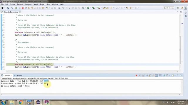How to use before(Object when) and after(Object when) methods of Java.util.calendar class? смотреть онлайн