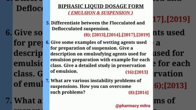 Pharmaceutics - II | Previous year question | Important question of pharmaceutics -II || exam 2020 смотреть онлайн