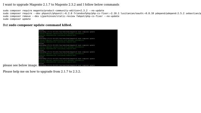 Magento: Magento 2 upgrade killed process смотреть онлайн