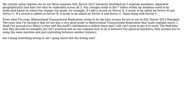 Databases: Best way to perform SQL Server replication over multiple servers? смотреть онлайн