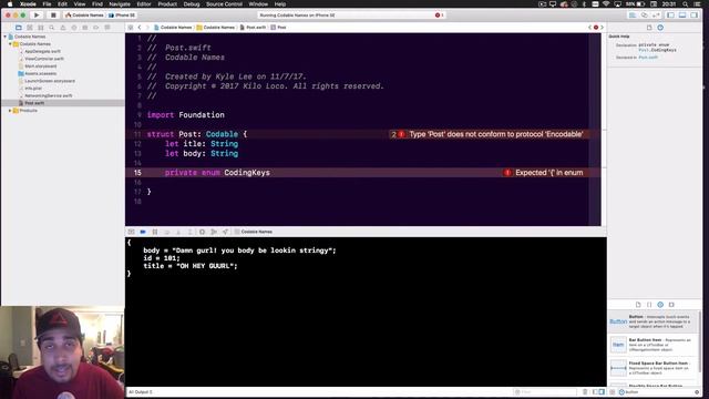CodingKeys: Custom Encoding & Decoding Keys | Swift 4, Xcode 9 смотреть онлайн