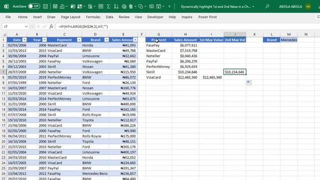 Dynamically highlight 1st and 2nd Max Values in Column Chart смотреть онлайн
