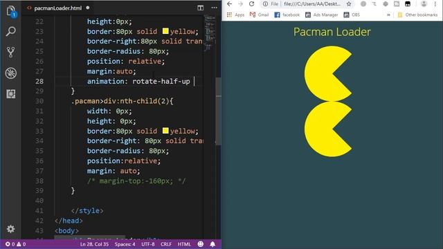 How to create Pacman Loader in CSS Animation Pure CSS Animation Effects смотреть онлайн