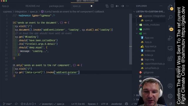 Testing DOM Events Sent to ref.current Element By React App смотреть онлайн