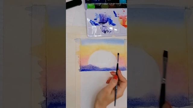 Морской пейзаж акварелью для начинающих. смотреть онлайн