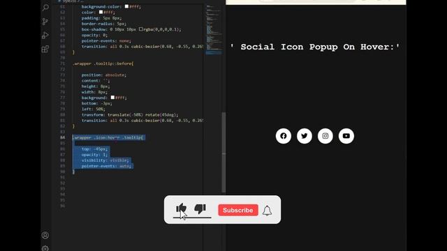 Social Icon popup On Hover using Only HTML & CSS || HussainWithProgramming смотреть онлайн