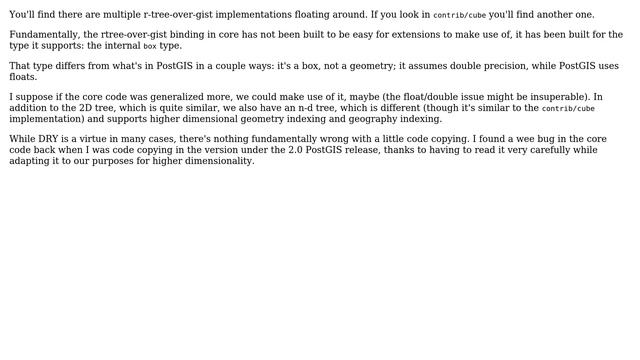 PostGIS R-Tree: Why does it exist when PostgreSQL already implements its R-Tree with what... смотреть онлайн