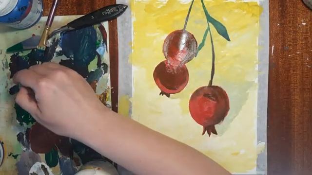 Как легко нарисовать гранат. Как нарисовать пейзаж. Рисуем гранат с детьми. Как нарисовать лето. смотреть онлайн