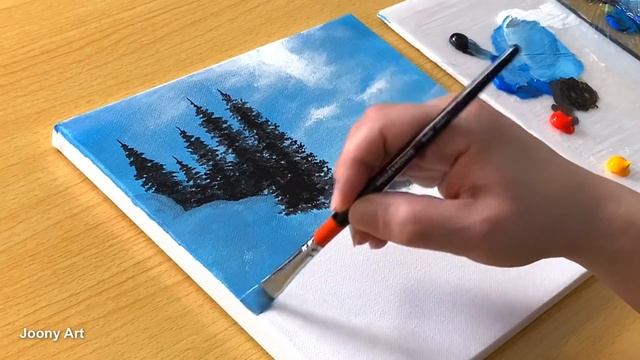 Winter Lake Painting / Acrylic Painting / STEP by STEP смотреть онлайн