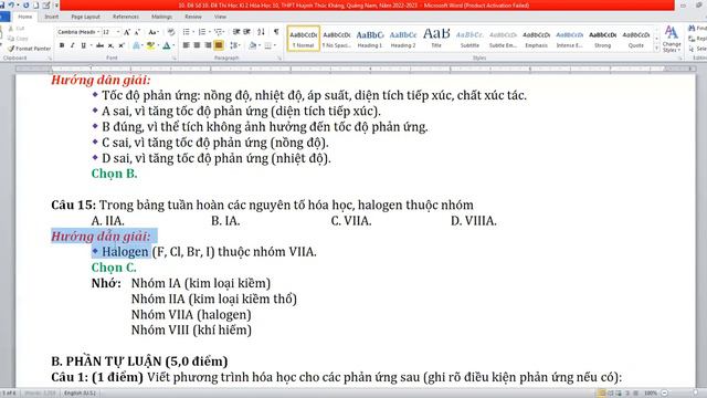 Đề Thi Học Kỳ 2 Hóa Học 10, Trường THPT Huỳnh Thúc Kháng, Quảng Nam, Năm 2022-2023 смотреть онлайн
