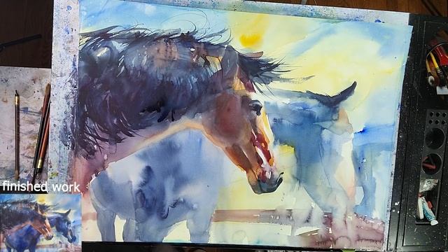Painting Horses in Watercolor - Full Tutorial смотреть онлайн