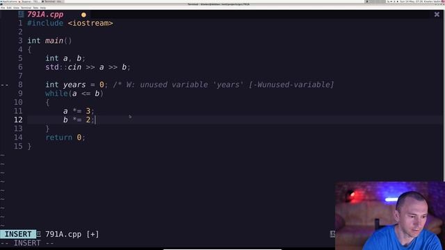 Решение задачи «791A. Мишка и старший брат» с сайта codeforces.com на C++ смотреть онлайн