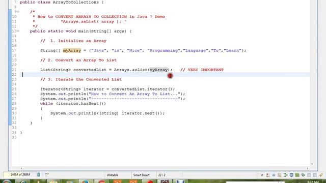 HOW TO CONVERT ARRAYS TO COLLECTION IN JAVA DEMO смотреть онлайн