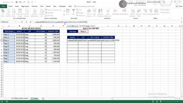 Công thức lập báo cáo chi tiết tự động với hàm offset và index match смотреть онлайн