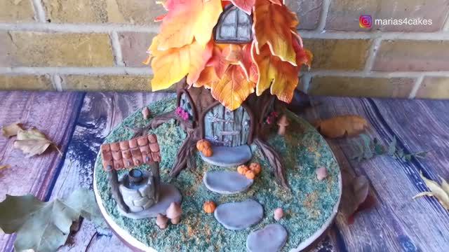 (18) Autumn Cake Tutorial _ Fall Cake_ How to make Autumn leaves _Fairy House Cake Tutorial_ Осенний смотреть онлайн