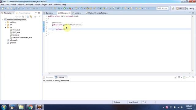 Java method overriding(Bank) | Java Tutorial смотреть онлайн