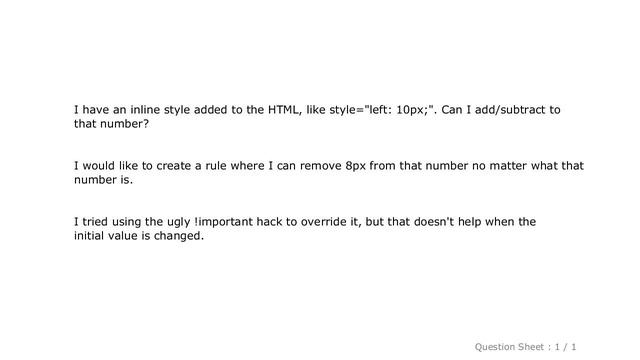HTML : Is it possible to subtract a number from inline style injected by JavaScript? смотреть онлайн