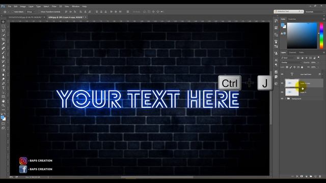 Photoshop cc tutorial | Create a Glowing Neon Text with Light Particle Wallpaper | Baps Creation смотреть онлайн
