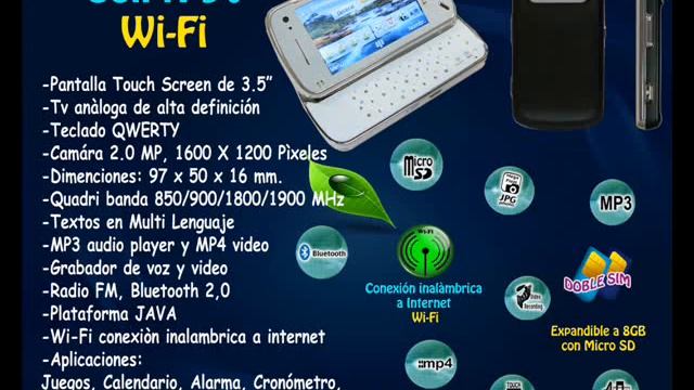 CELULAR WI-FI , TV ABIERTA, DOBLE SIM , MP3, MP4, EXPANDIBLE A 8GB Y RADIO FM ... смотреть онлайн