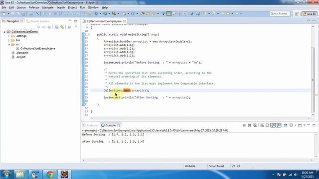 Collections (Sort method - Double) | Java Collection Framework смотреть онлайн