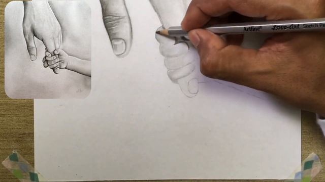 How to Draw Baby Holding Father's Finger !! Hand Drawing for Beginner смотреть онлайн