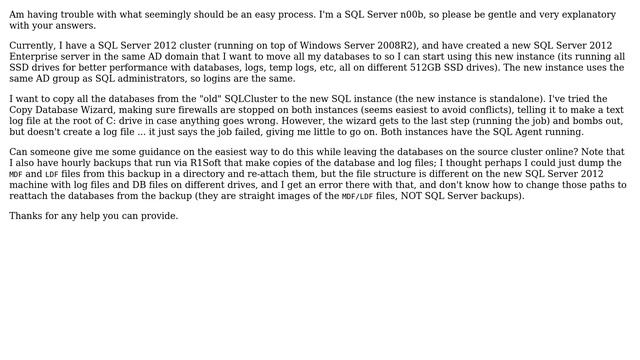 Databases: SQL Server 2012 Enterprise: Copy Databases to New SQL Server, Same Domain, Users, Etc смотреть онлайн