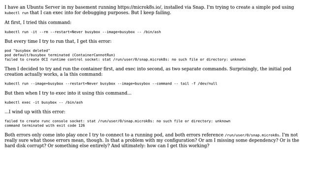 DevOps & SysAdmins: "failed to created runc console socket" when calling kubectl exec смотреть онлайн