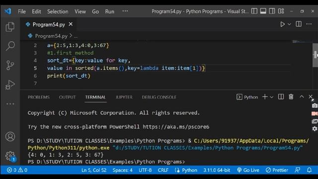 Python Program to Sort a Dictionary by Value смотреть онлайн