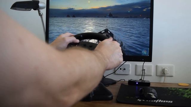Playing World of Warships with PS3 Racing Wheel and WoJ Emulator. смотреть онлайн