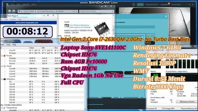 Full Load Procesor B960 Vs i5 Ivy Vs i7 Sandy VS i7 Ivy Rendering Video 1080P смотреть онлайн