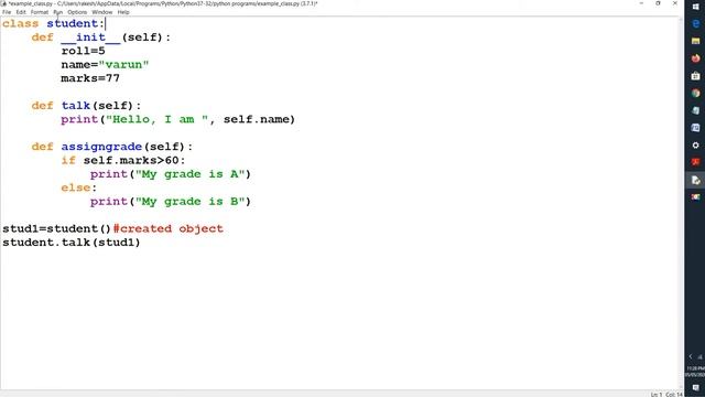 Example of Class Definition | Python смотреть онлайн