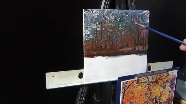 Как написать красивый ОСЕННИЙ ПЕЙЗАЖ How to paint a beautiful AUTUMN LANDSCAPE смотреть онлайн
