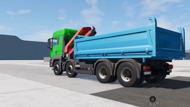 BeamNG Drive - 8x4 MAN TGS Crane Dump Truck Suspension Test on the Gridmap V2 смотреть онлайн