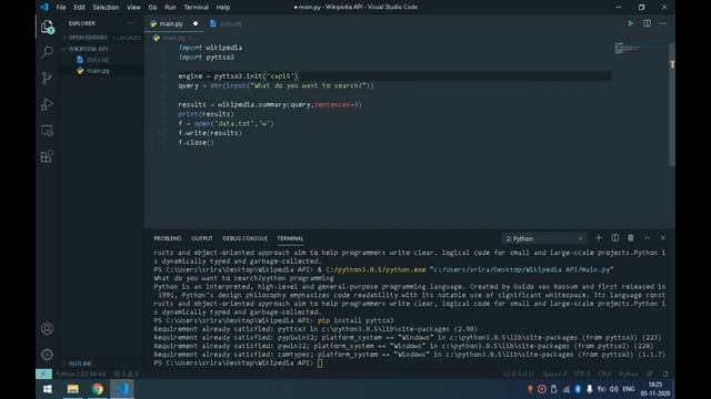 Wikipedia Api Using Python | Make it speak the results смотреть онлайн