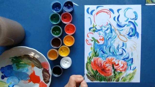 Рисуем вместе. Рисуем как Ван Гог . Рисуем колибри