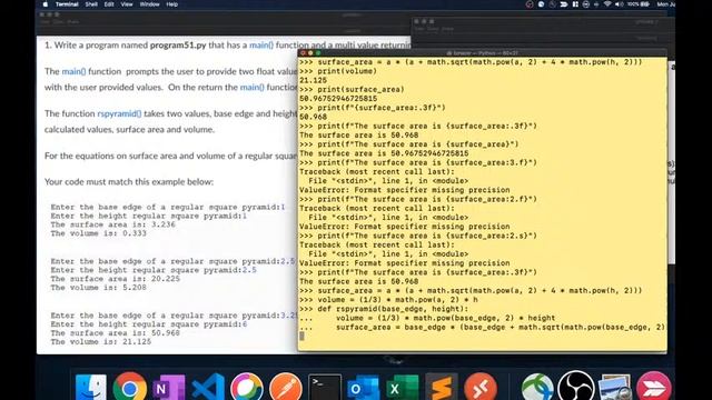Python Problem 3: Function for Calculating Area смотреть онлайн
