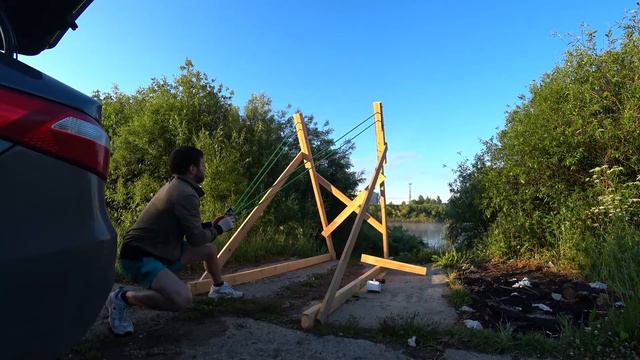 БОЛЬШАЯ РОГАТКА - катапульта / тестовый запуск смотреть онлайн