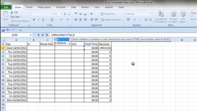 Simple Excel Timesheet смотреть онлайн