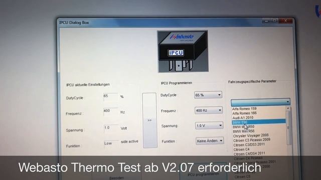 Webasto IPCU Programmieren Mit Webasto Thermo Test