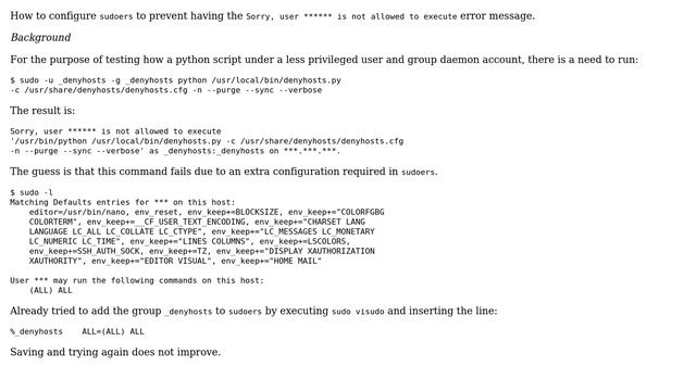 How to configure sudoers to allow running sudo command under other group and user name? смотреть онлайн