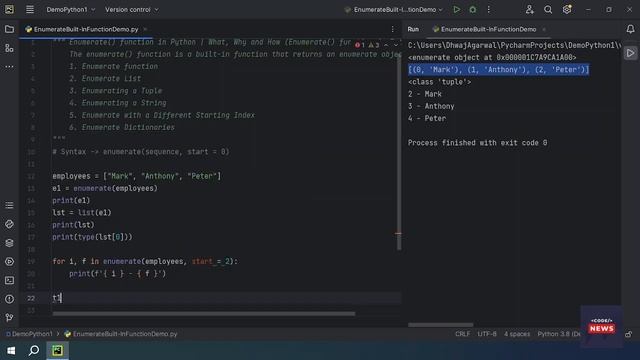 Python enumerate() Function | Enumerate function Python смотреть онлайн