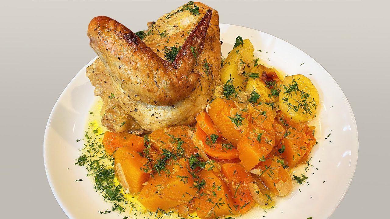 Курица с тыквой в рукаве !! Быстрый ужин . смотреть онлайн