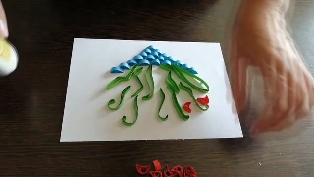quilling applique, vase with flowers. аппликация в технике квиллинг. ваза с цветами смотреть онлайн