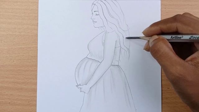 How to draw pregnant lady || Pencil drawing ||Gali Gali Art || смотреть онлайн