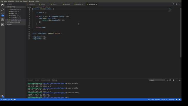 Вывод первых js-скриптов в консоль. Разбираем типы данных в JavaScript, const и let. смотреть онлайн