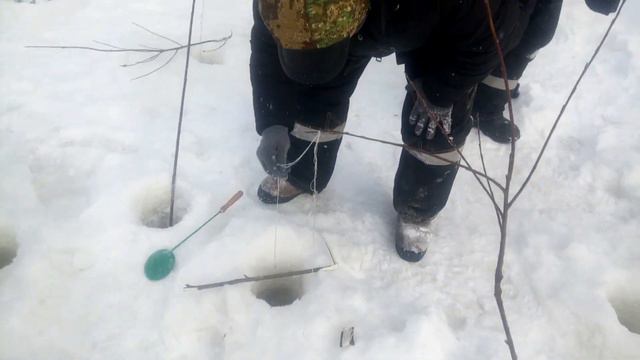 р. Пойк.4 марта.ловля сорожки на косынки и мормышку. смотреть онлайн