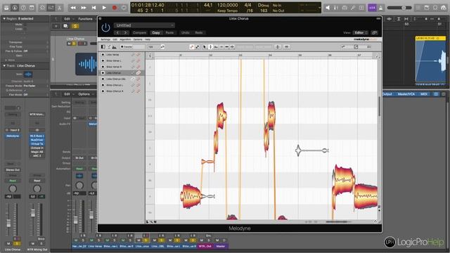 Выравнивание партий вокала в Melodyne [Logic Pro Help]